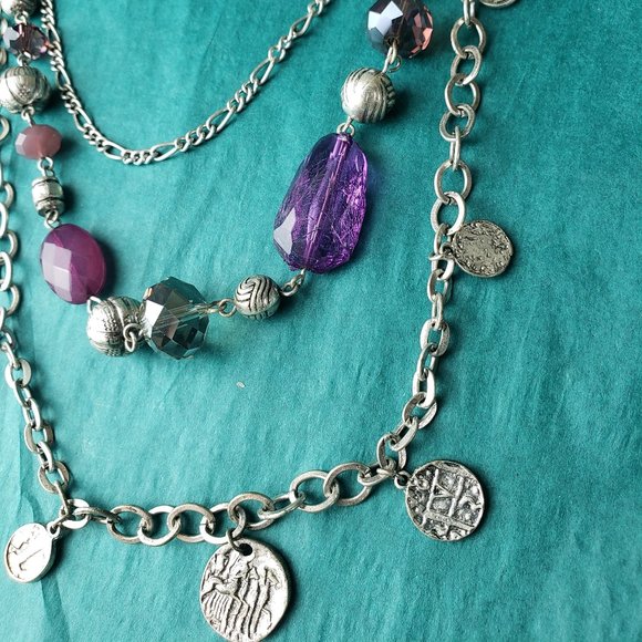 2/20$ Premier design coins and purple 3 strands necklace - Picture 4 of 6